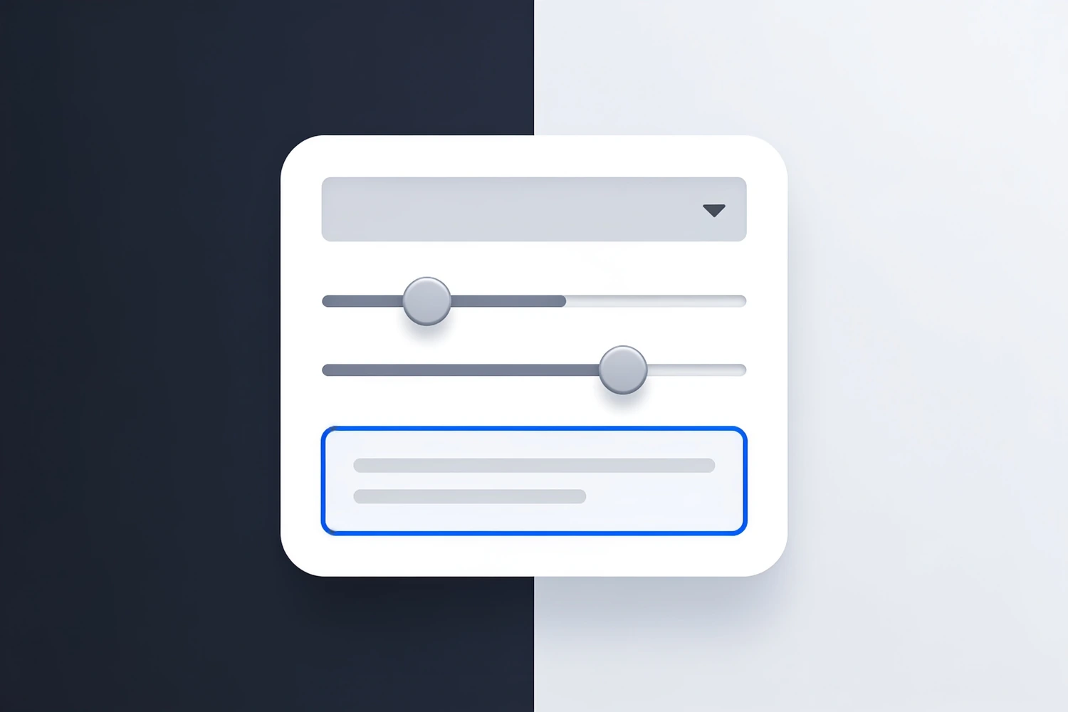 Calculator form with a dropdown, two sliders and a result in a blue outline