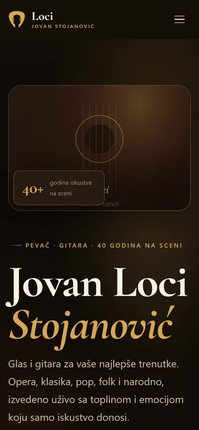 Jovan Loci Stojanović: početna strana sajta na telefonu